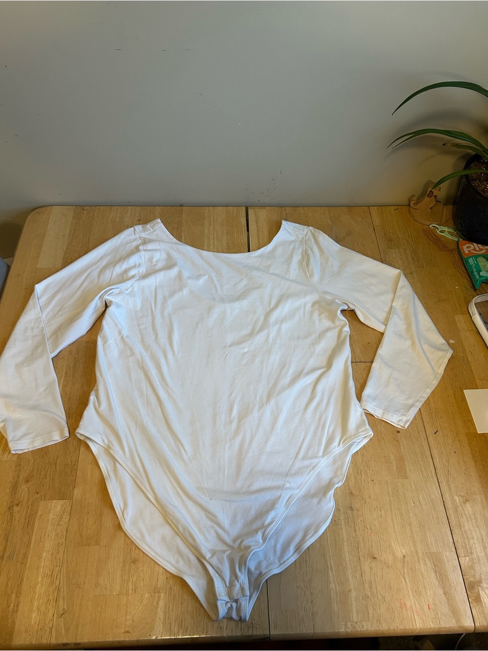 Old Navy White Long-Sleeve Scoop Neck Bodysuit